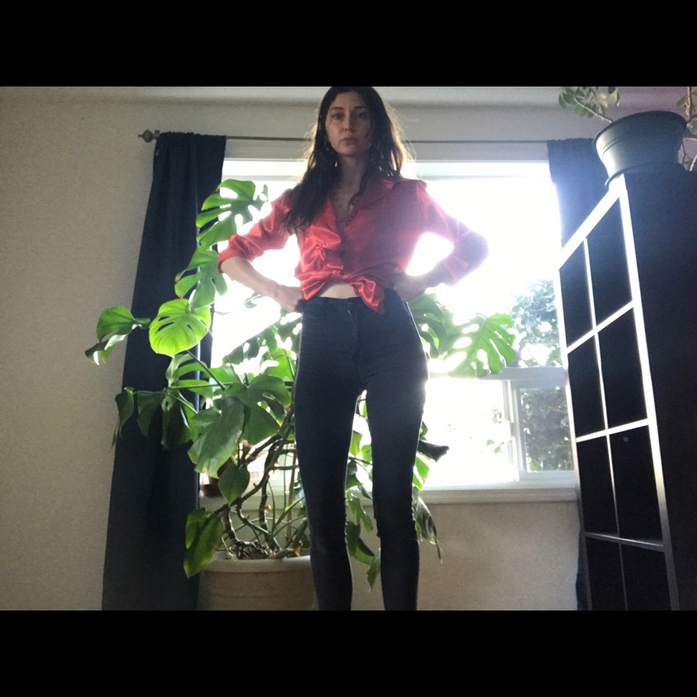 Scarlet Red Silk Blouse